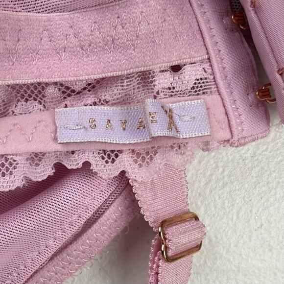 Savage X Fenty Floral Lace and Mesh Bralette Unicorn Lavender Pink Size 3X - Picture 5 of 6